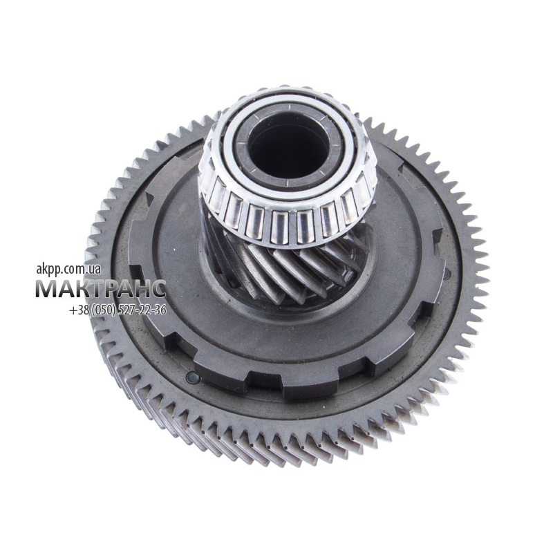 Primary gear set intermediate shaft with  drive gears and with driven gear 82 teeth and drive gear 22 teeth, automatic transmission 4F27E 98-up (used).