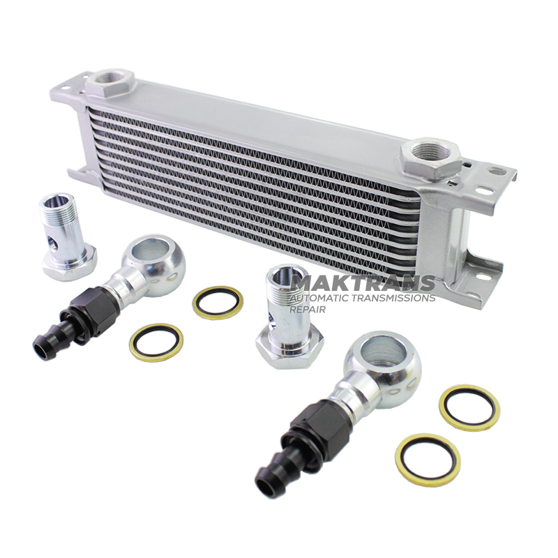 Universal oil cooler 9-row M22x1.5 with Banjo fittings for 13mm hose